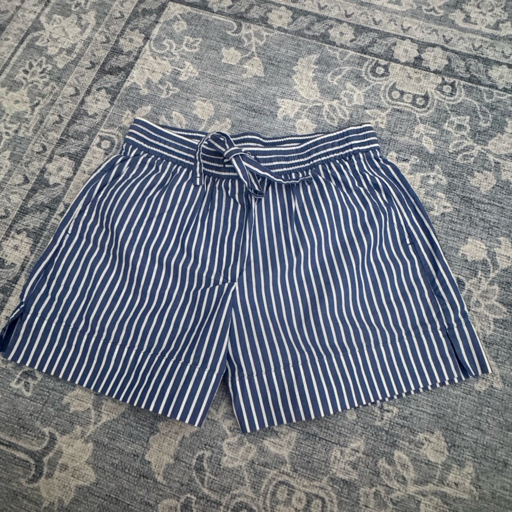 Banana Republic Factory Seersucker Striped Blue White Drawstring Shorts XS - Picture 3 of 7